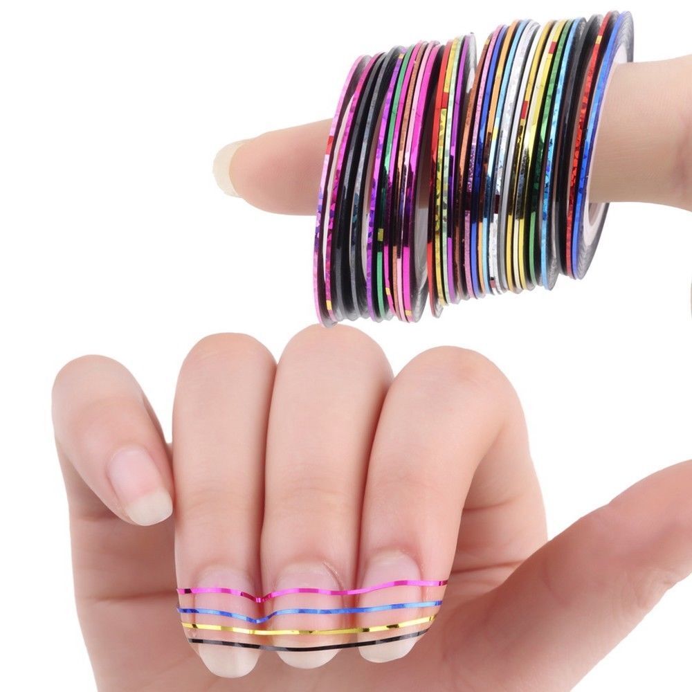 Dispenser 12 rotoli Striping autoadesivo nail art unghie ricostruzione deco