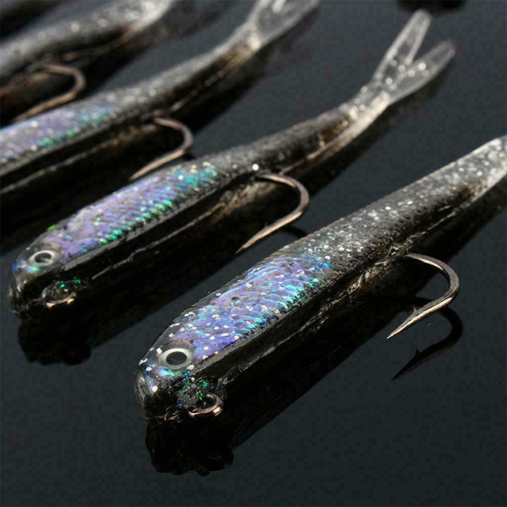 10x Esca per pesca con Amo Morbido Silicone Artificiale finta pesce Siliconica