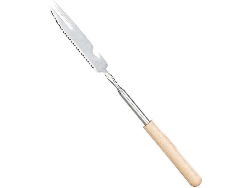 3 in 1 forchettone pinza barbecue griglia bbq inox spatola forchetta telescopic