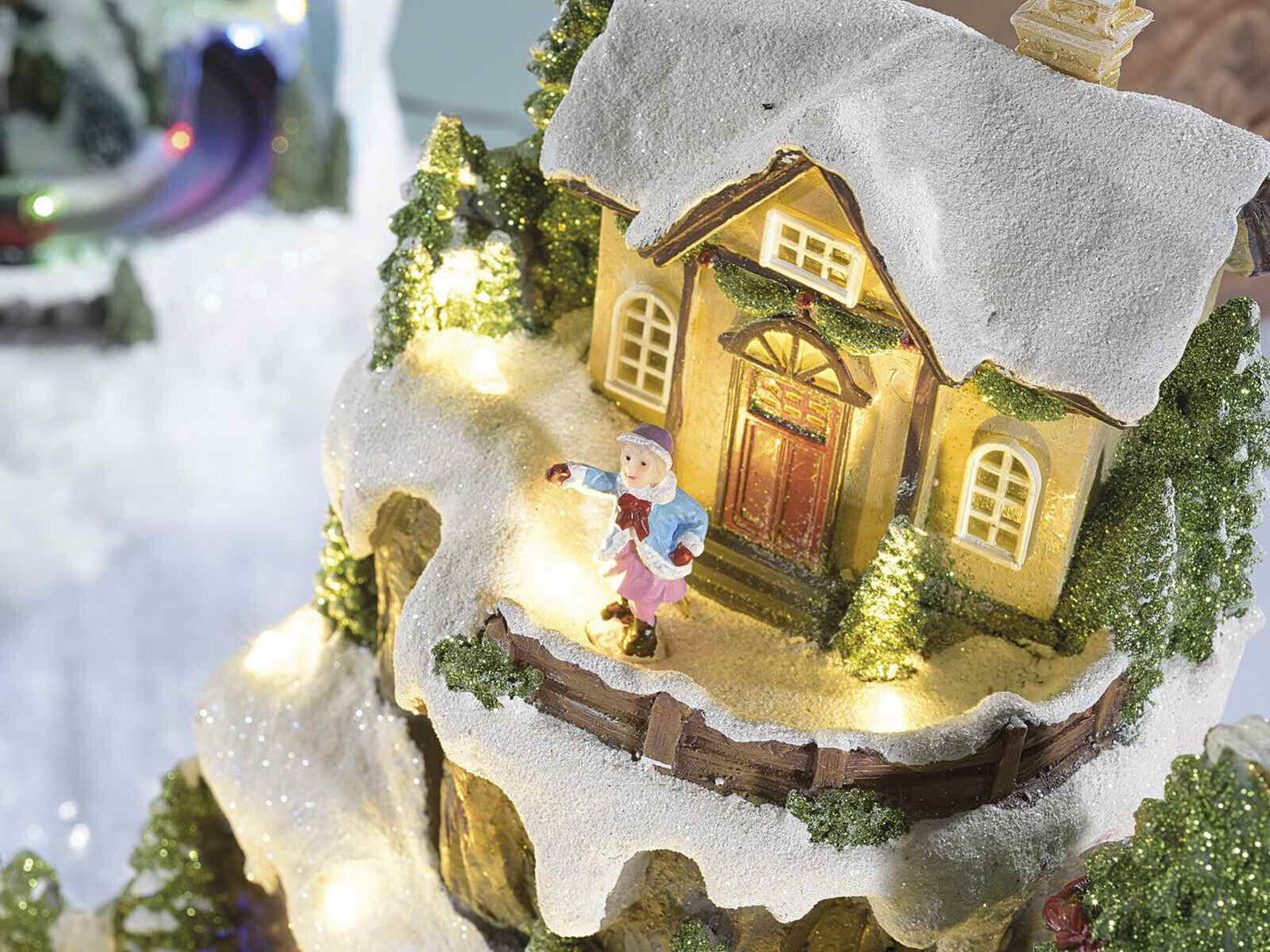 Villaggio natalizio in movimento con luci e musica Natale Decorazioni H 42,5 cm