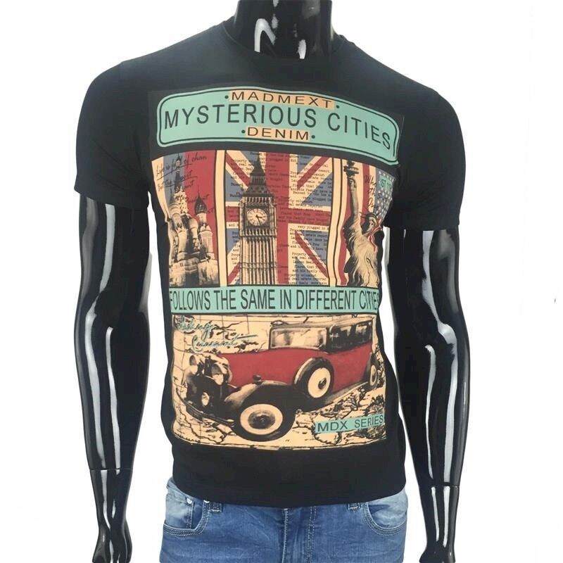 T-shirt UOMO maglietta manica Corta BANDIERA LONDRA con Stampa Inglese