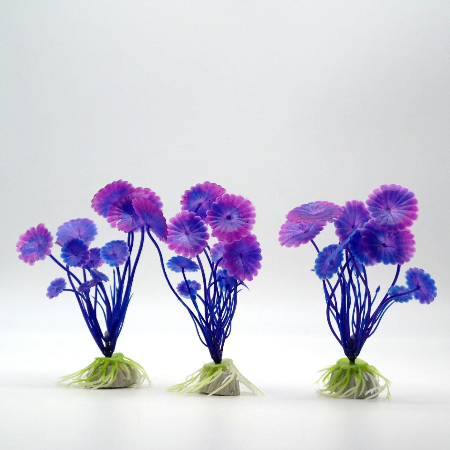 MIni Set 3x Pianta finta per Acquario Piantina Decorazione Artificiale Viola