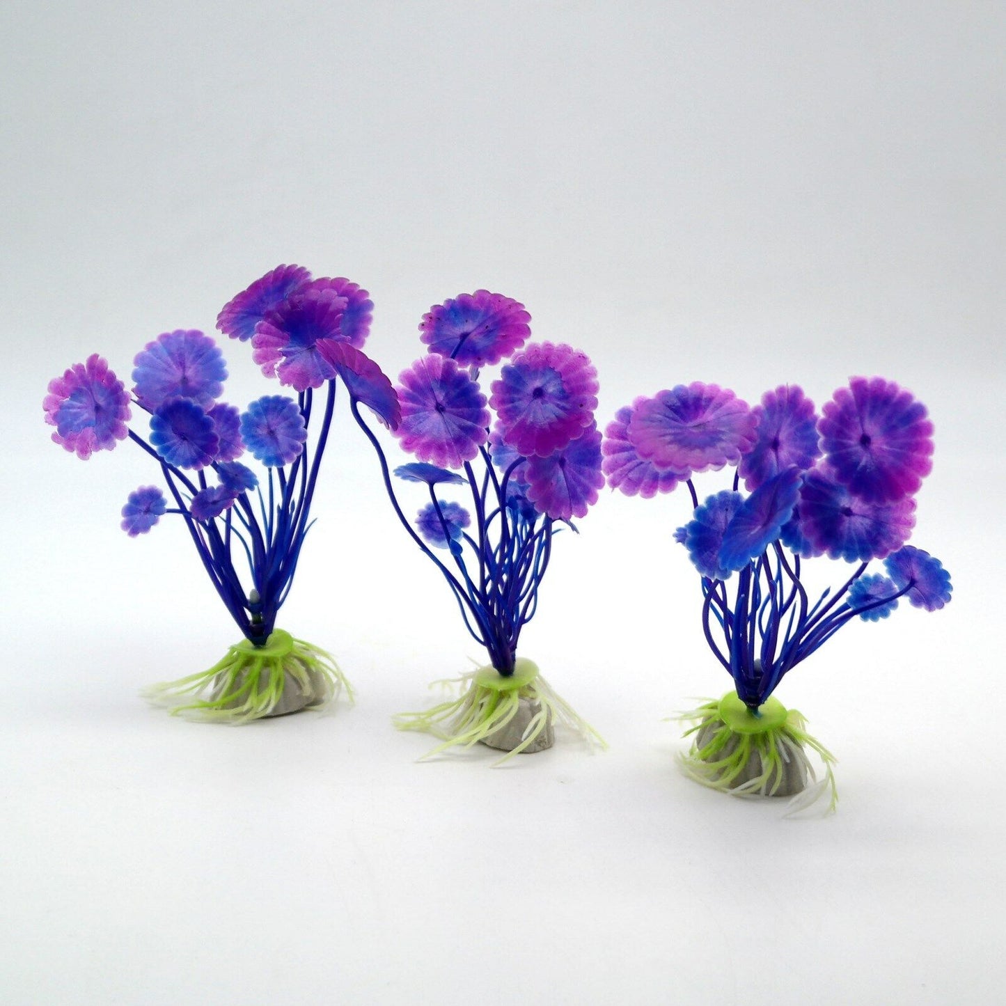 MIni Set 3x Pianta finta per Acquario Piantina Decorazione Artificiale Viola