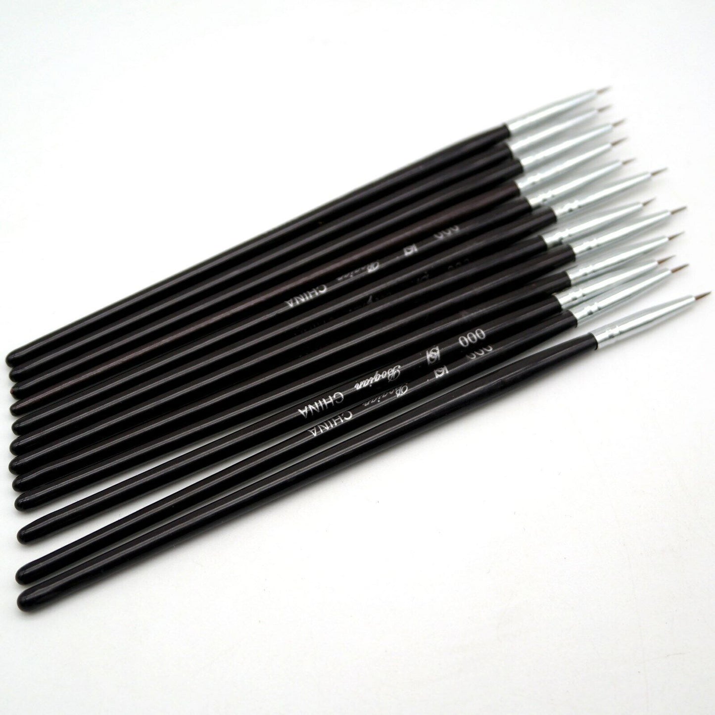 KIT 12 Pennelli per nail art misure 000 costruzione unghie professionale nero