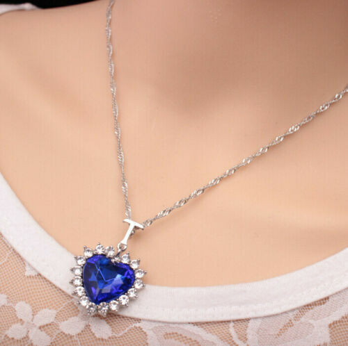 Collana con pendente Ciondolo CUORE dell'OCEANO ricoperto di STRASS TITANIC Film