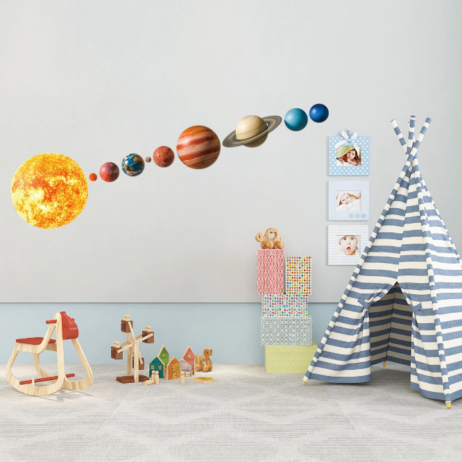 Adesivo Murales da parete Cameretta bambini Sistema Solare Casa Pianeti Sole