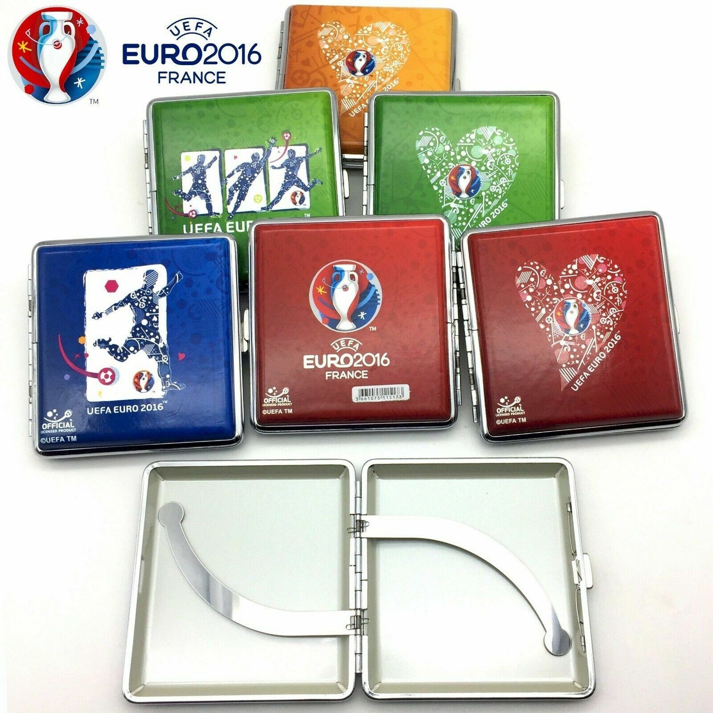 Portasigarette in Metallo Euro 2016 Europei di Calcio UEFA porta 20x sigarette