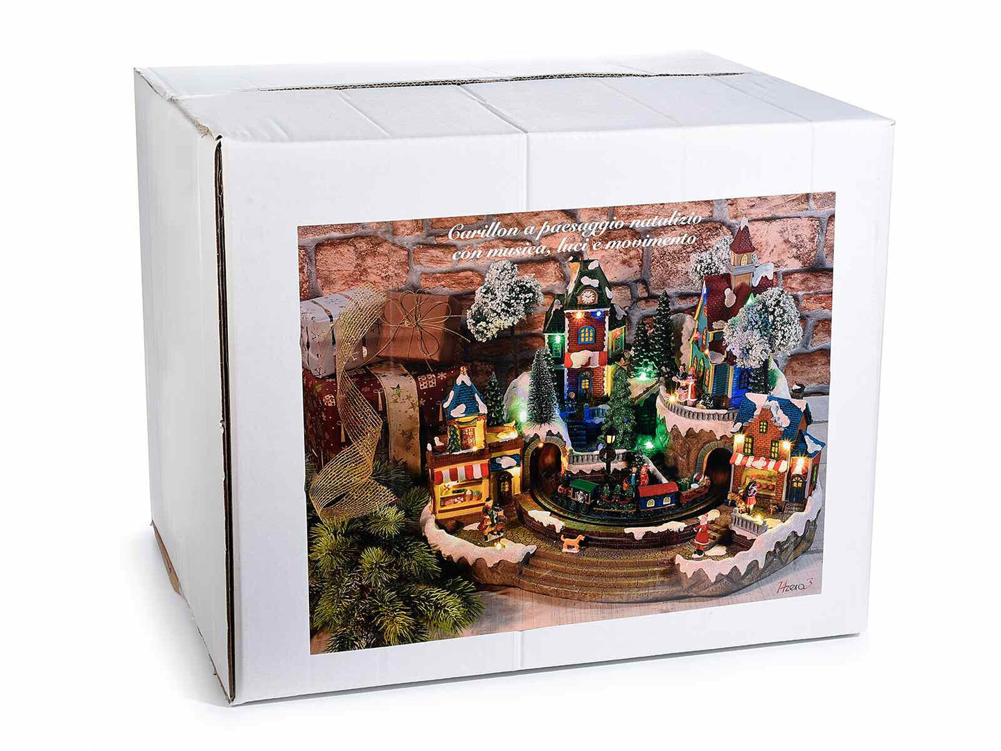 Villaggio natalizio in movimento con luci e musica Natale Decorazioni Natalizie