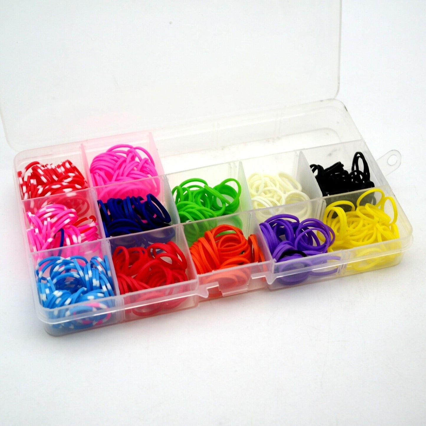 Scatola di 350 elastici multicolor per bricolage fai da te diametro 1,5 cm ca