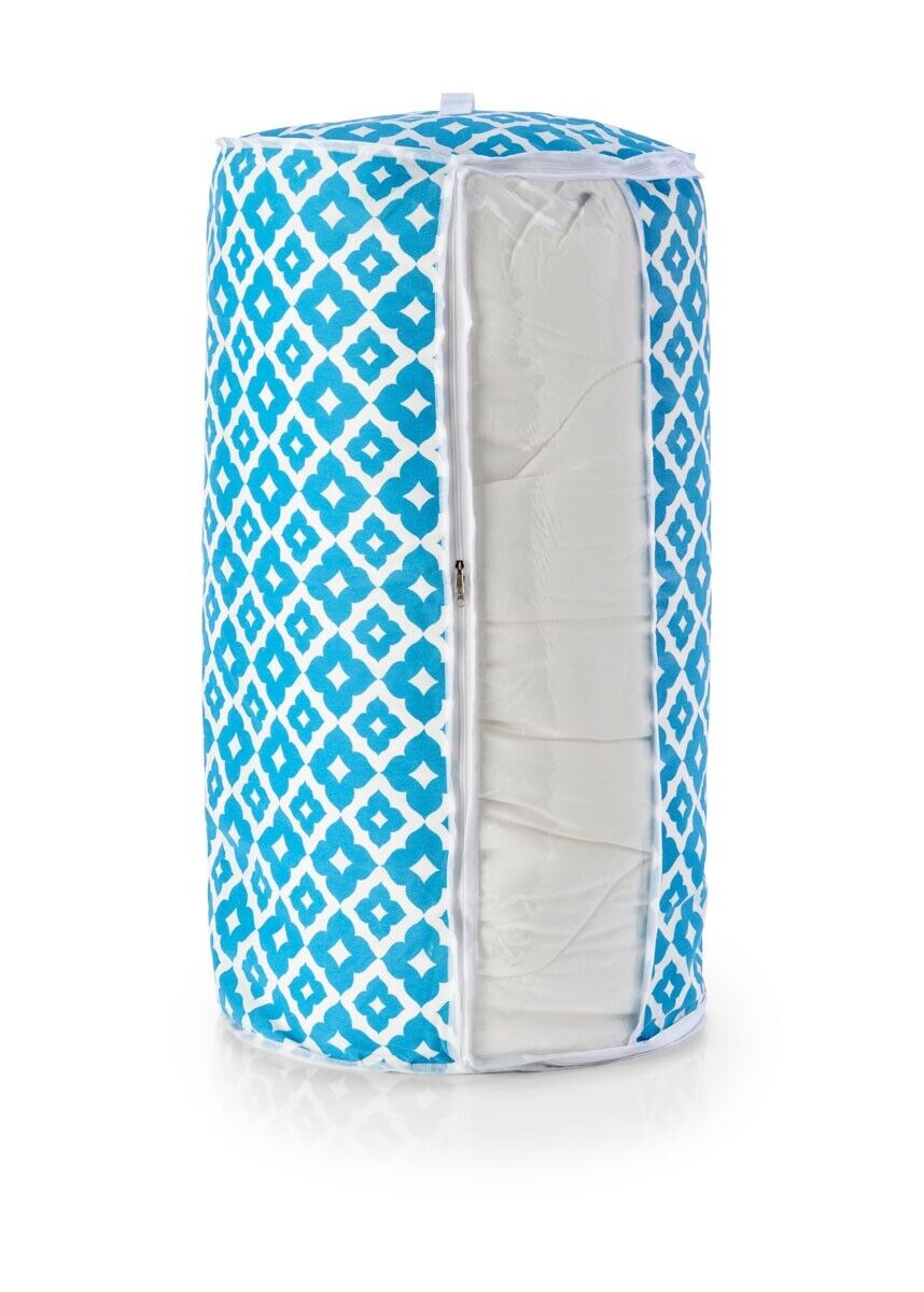 Borsa ripone coperte rotonda con maniglia e zip blu casa richiudibile piumino