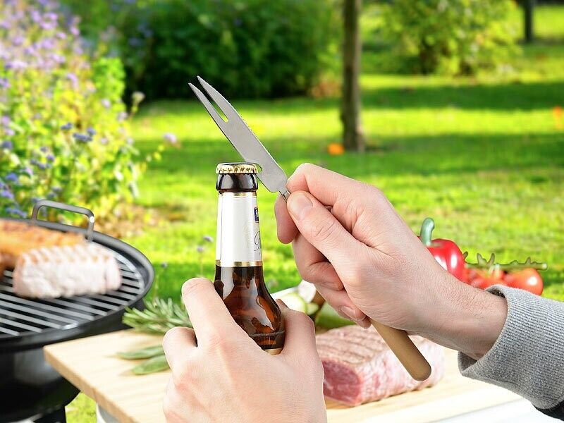 3 in 1 forchettone pinza barbecue griglia bbq inox spatola forchetta telescopic