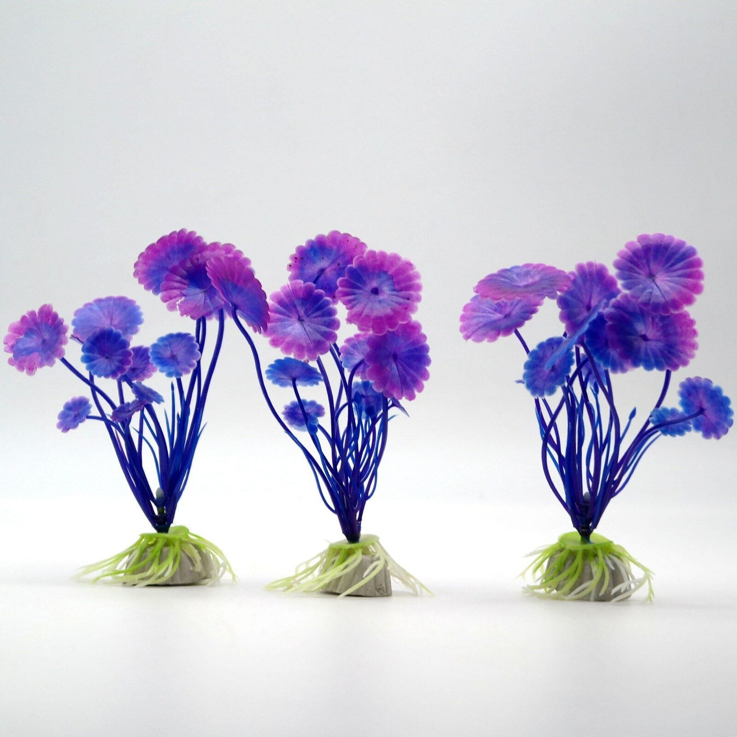 MIni Set 3x Pianta finta per Acquario Piantina Decorazione Artificiale Viola