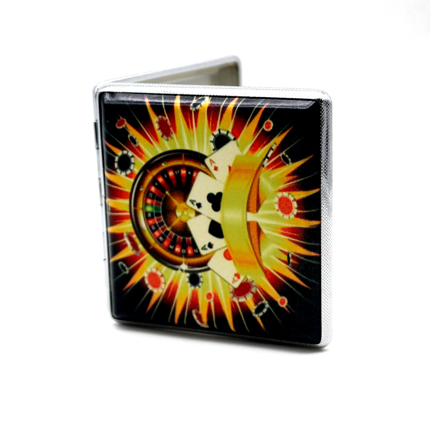 KIT 7 Portasigarette in Metallo porta 12 Sigarette regular fantasia poker 10X10
