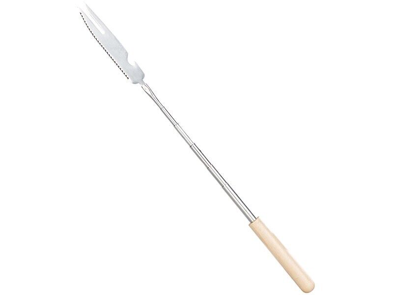 3 in 1 forchettone pinza barbecue griglia bbq inox spatola forchetta telescopic