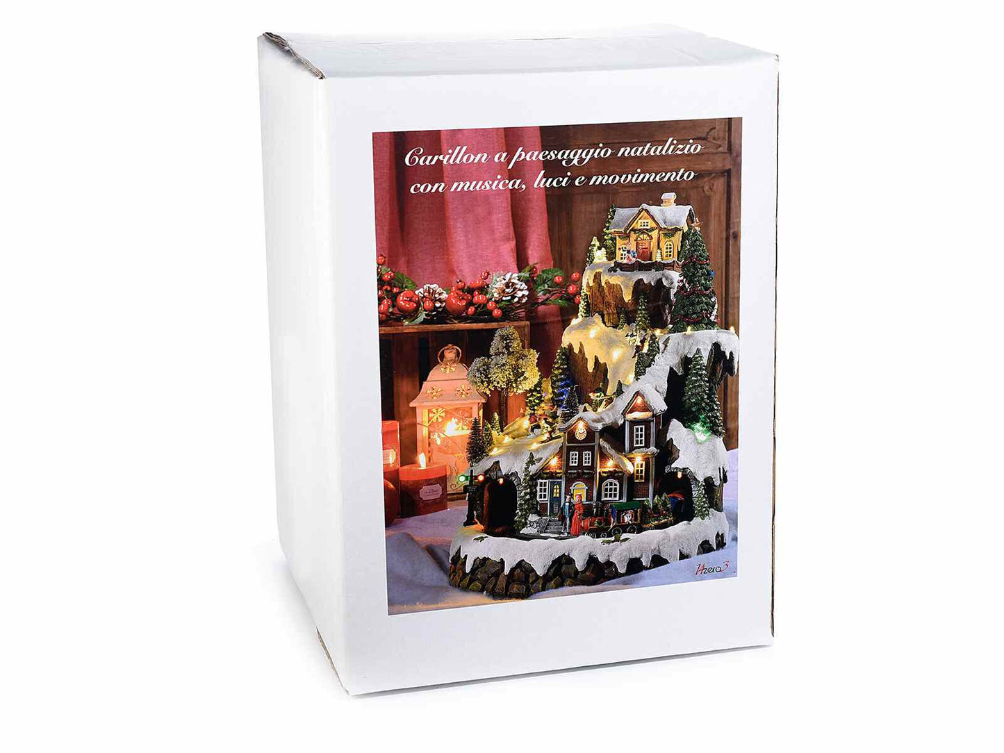 Villaggio natalizio in movimento con luci e musica Natale Decorazioni H 42,5 cm