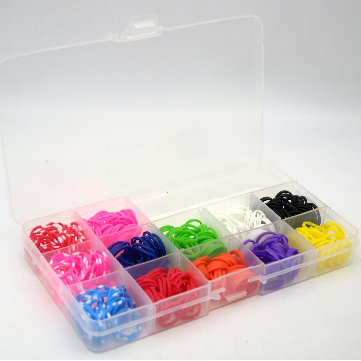 Scatola di 350 elastici multicolor per bricolage fai da te diametro 1,5 cm ca
