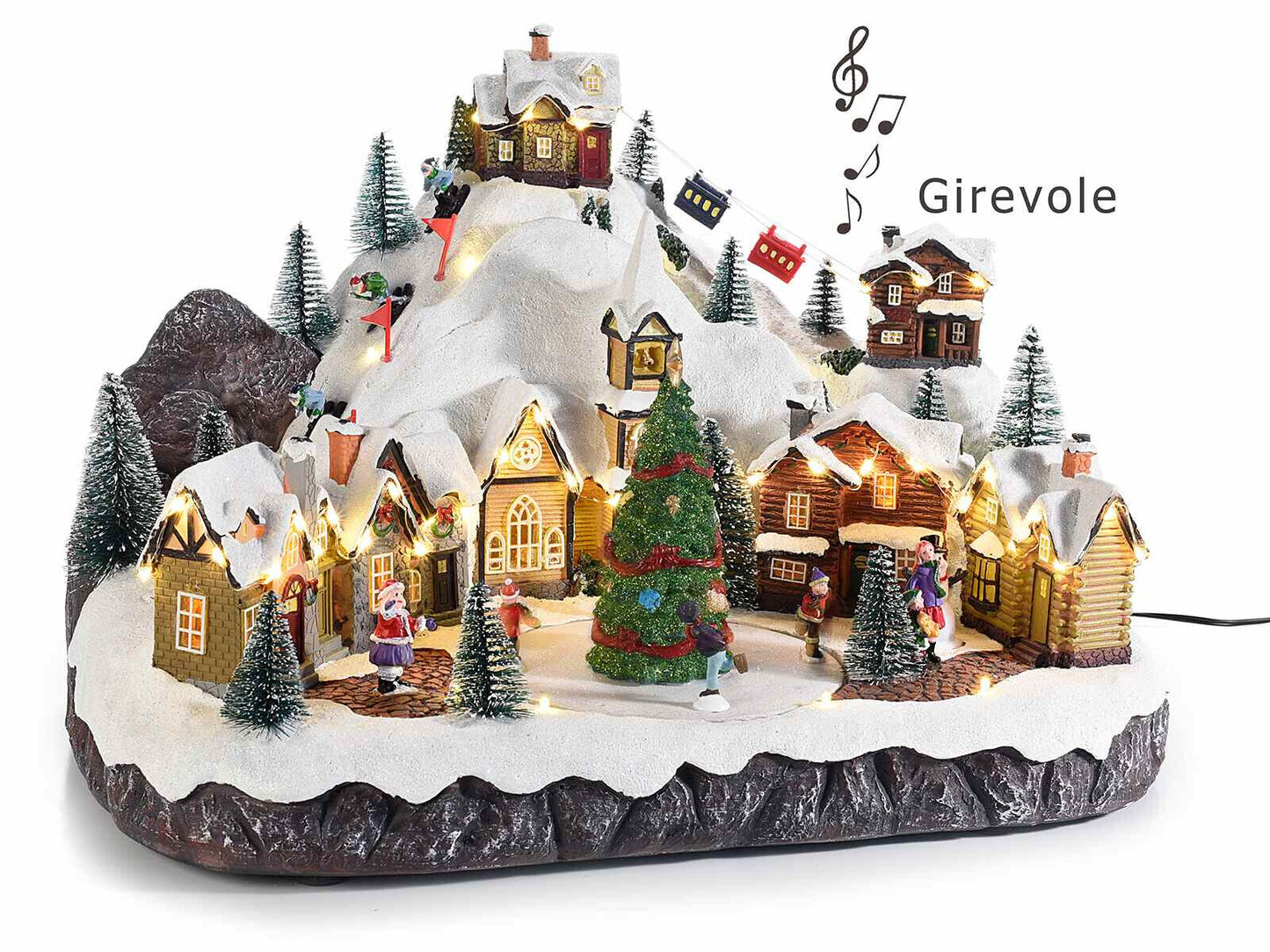 Villaggio natalizio in resina con luci 8 canzoni e movimento Natale Decorazioni