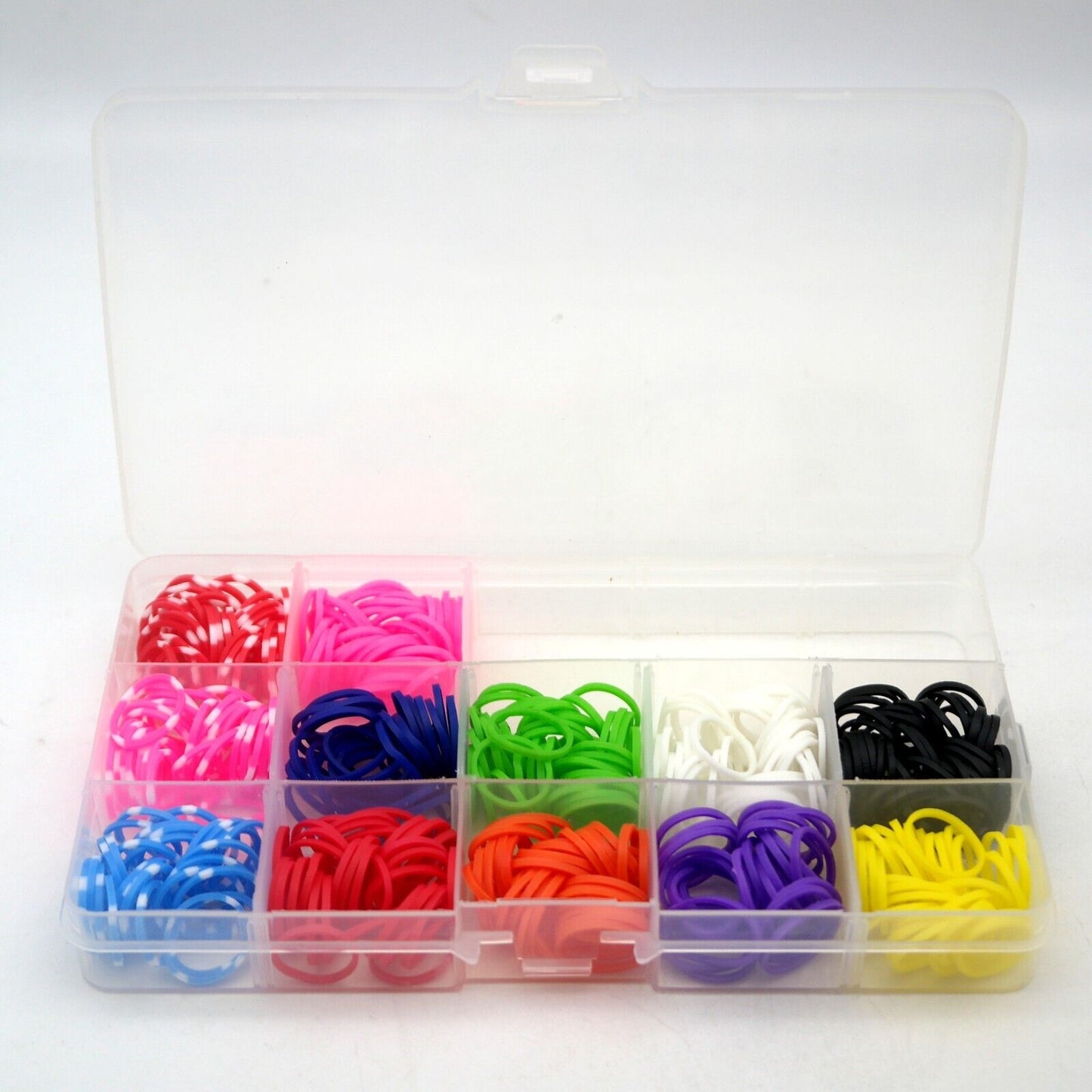 Scatola di 350 elastici multicolor per bricolage fai da te diametro 1,5 cm ca
