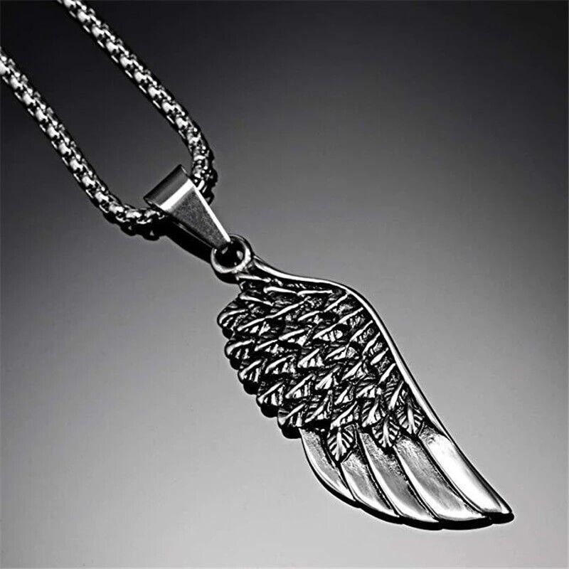 Collana pendente lunga piuma da uomo elegante