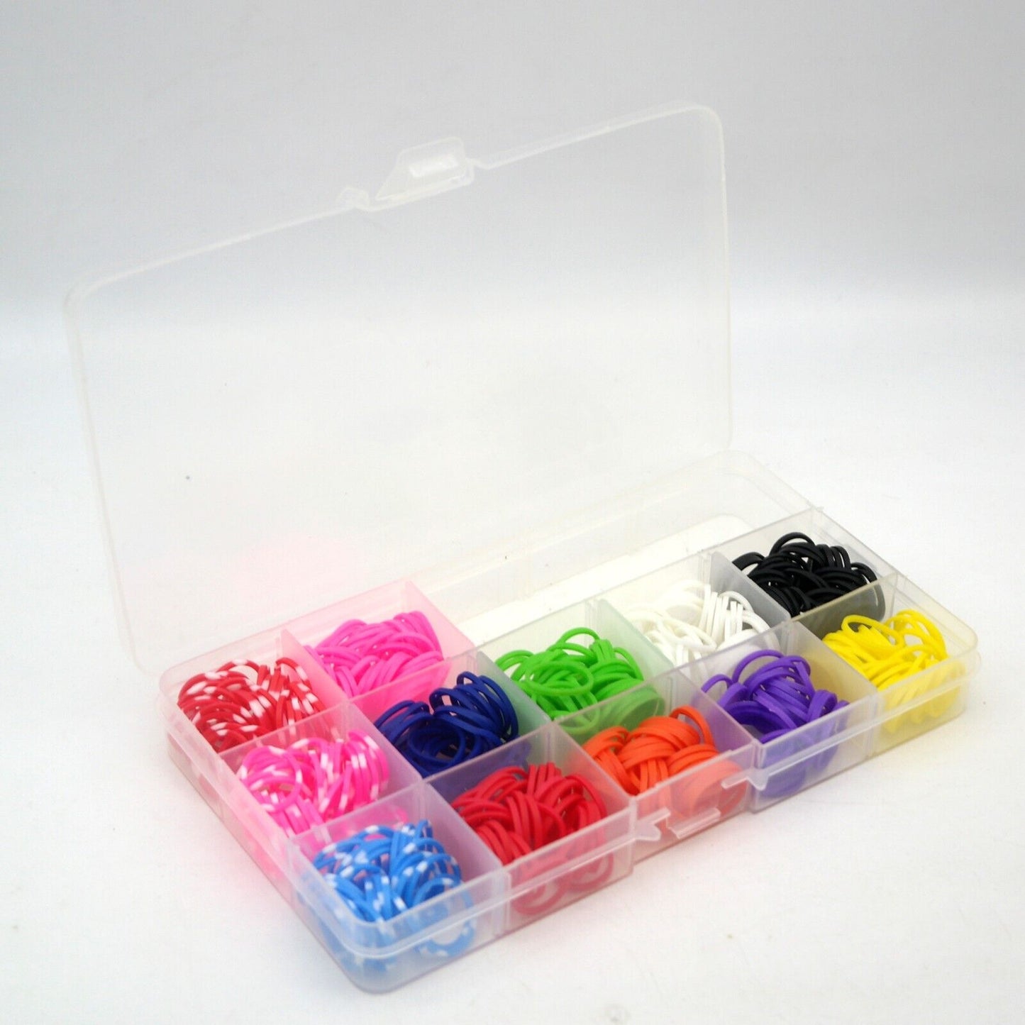 Scatola di 350 elastici multicolor per bricolage fai da te diametro 1,5 cm ca