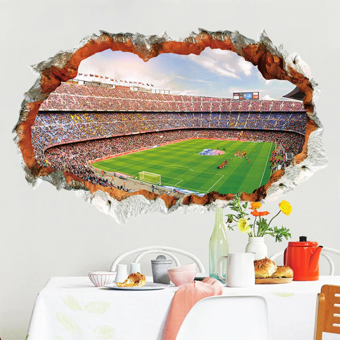 Adesivo Murales parete Cameretta dei bambini CAMPO di CALCIO STADIO 3D Casa Muro