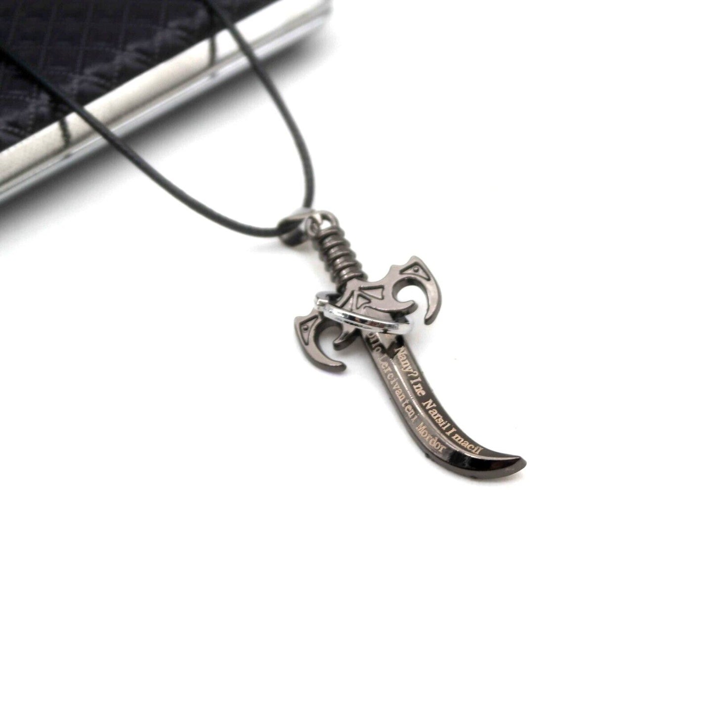Collana con pendente Ciondolo Pugnale con anello STEEL KNIFE UOMO Moda Fashion