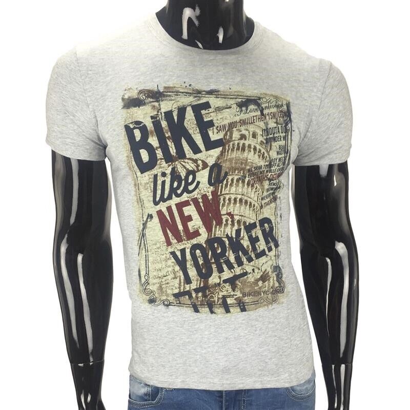 T-shirt UOMO Manica Corta Cotone Fantasia maglietta bianco grigio estiva