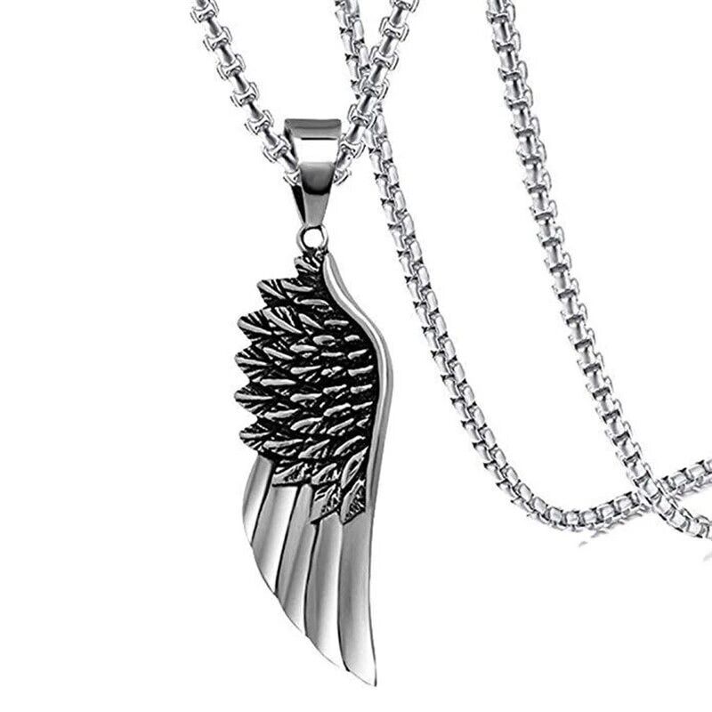 Collana pendente lunga piuma da uomo elegante