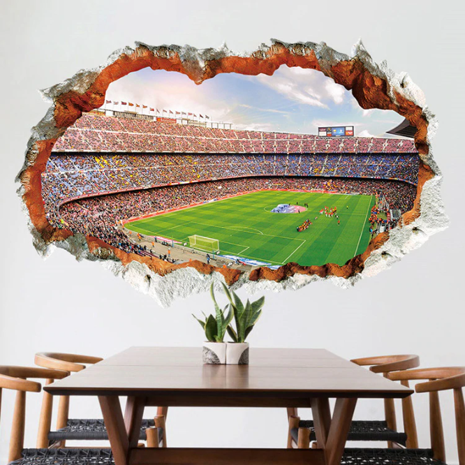 Adesivo Murales parete Cameretta dei bambini CAMPO di CALCIO STADIO 3D Casa Muro