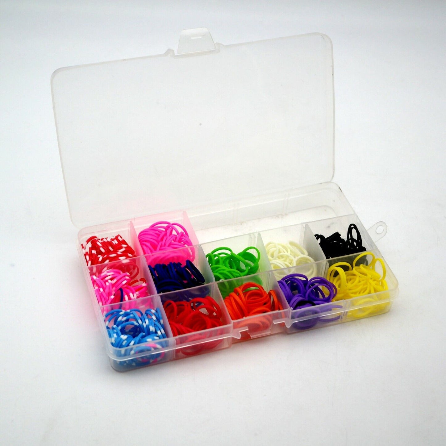 Scatola di 350 elastici multicolor per bricolage fai da te diametro 1,5 cm ca