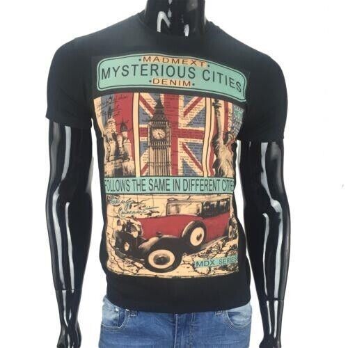 T-shirt UOMO maglietta manica Corta BANDIERA LONDRA con Stampa Inglese