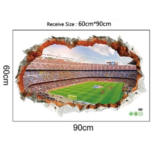 Adesivo Murales parete Cameretta dei bambini CAMPO di CALCIO STADIO 3D Casa Muro