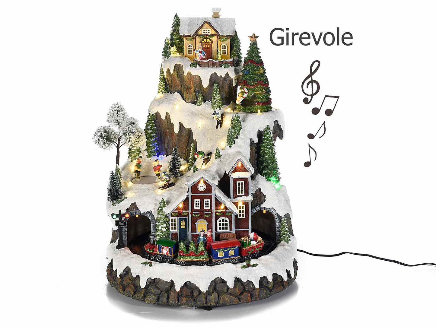 Villaggio natalizio in movimento con luci e musica Natale Decorazioni H 42,5 cm