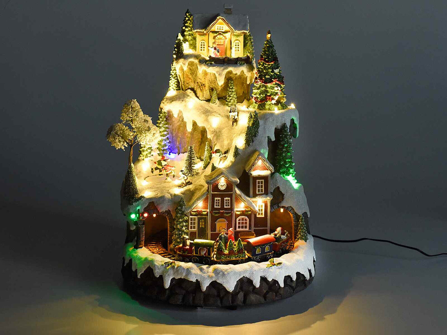 Villaggio natalizio in movimento con luci e musica Natale Decorazioni H 42,5 cm