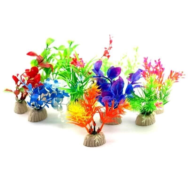 KIT 10 mini piante Accessorio per acquario Decorazione plastica artificiali
