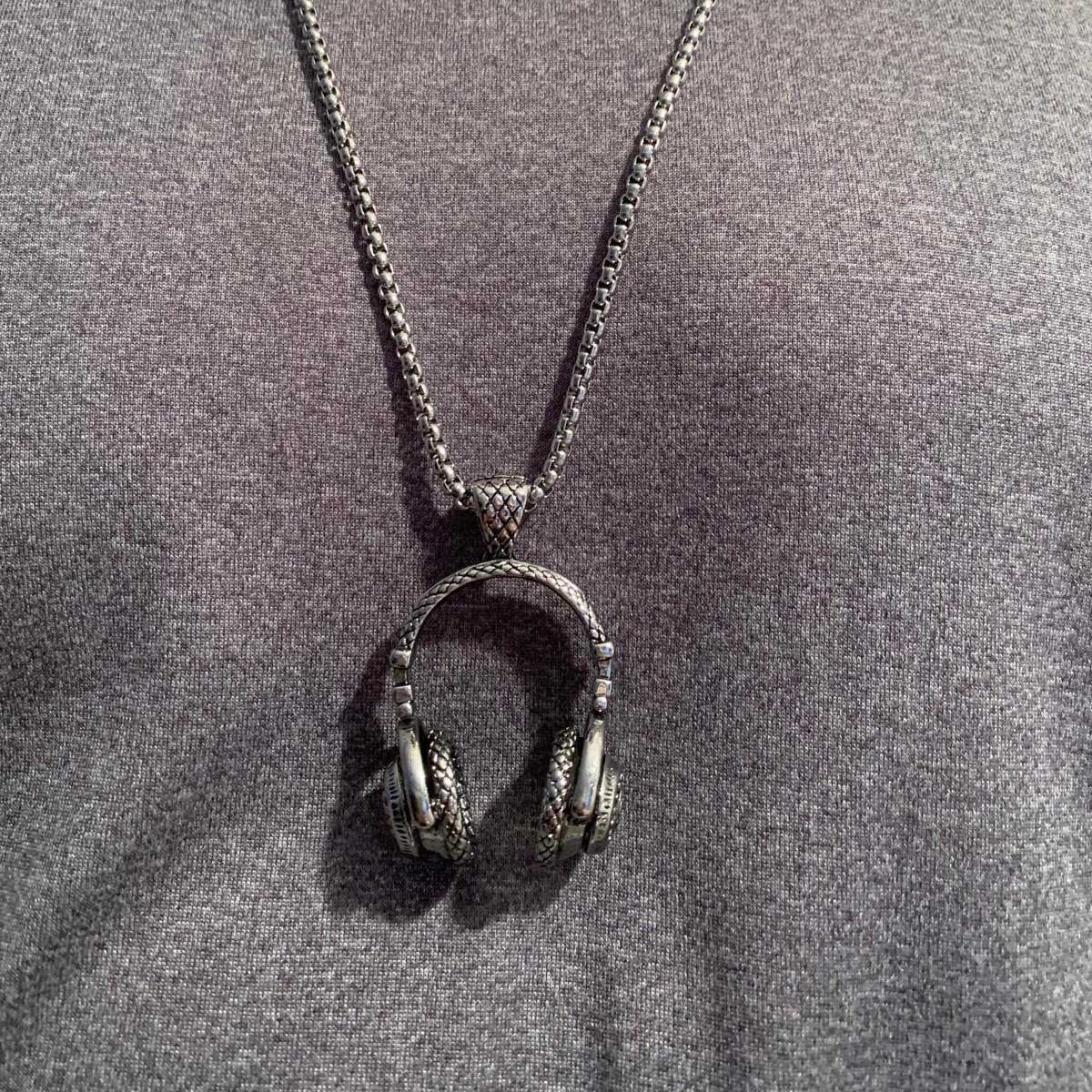 Collana Hip Hop da Uomo catena lunga con Pendente CUFFIE Grande Rapper 3d