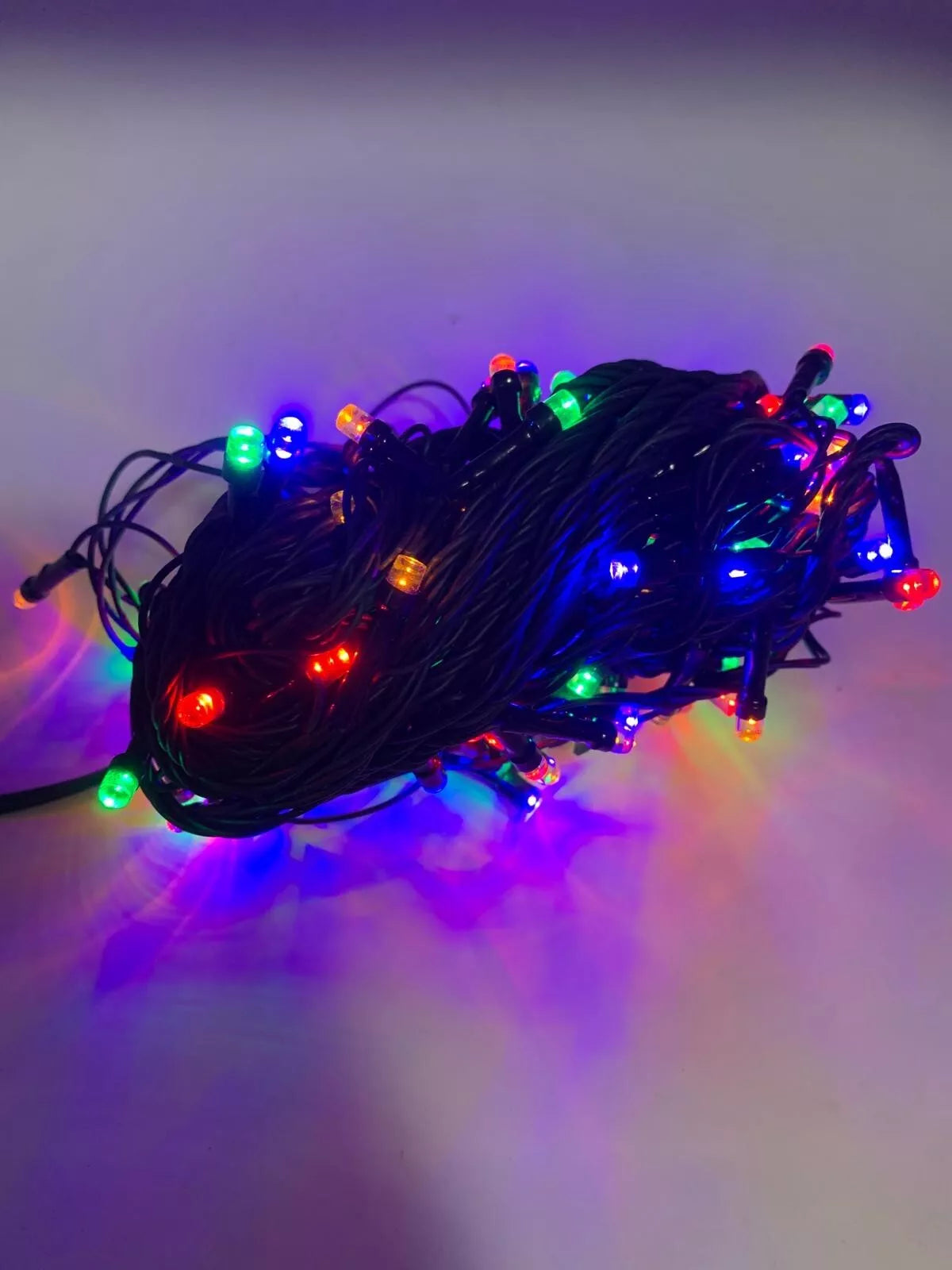 100 Luci di Natale a Led da Interno multi color filo verde catena per albero