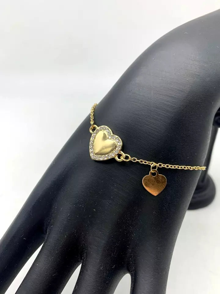 Bracciale in Metallo da Donna con Cuore Stella in provetta di Vetro regolabile