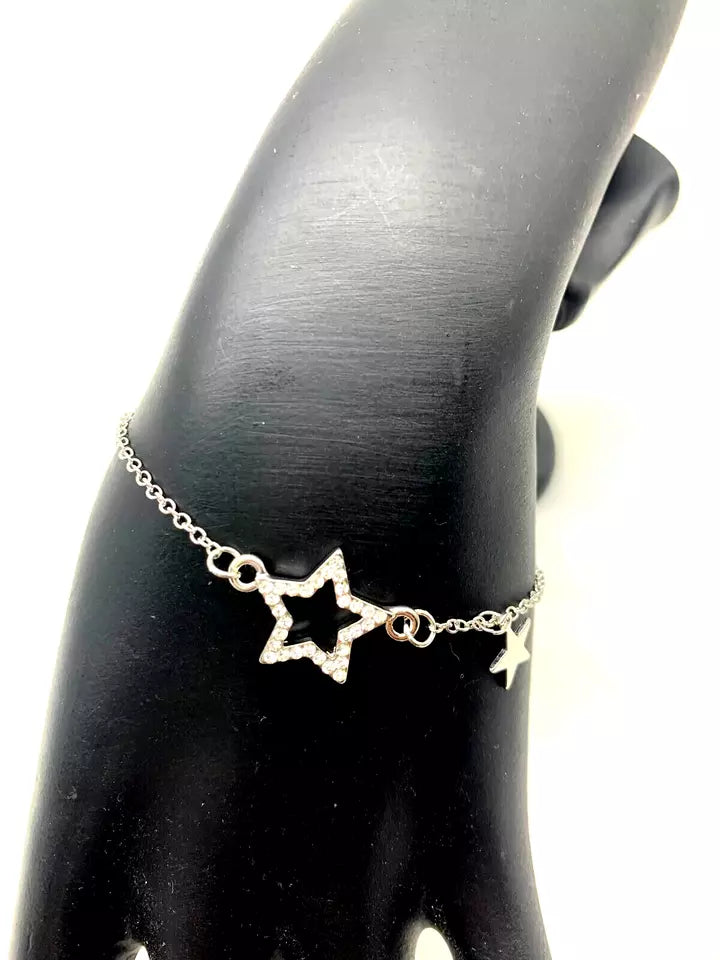 Bracciale in Metallo da Donna con Cuore Stella in provetta di Vetro regolabile