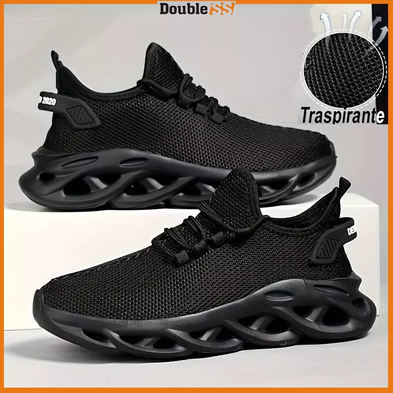 Scarpe da Uomo Sportive Nere Sneakers Comode Stringate Ginnastica Eleganti alte