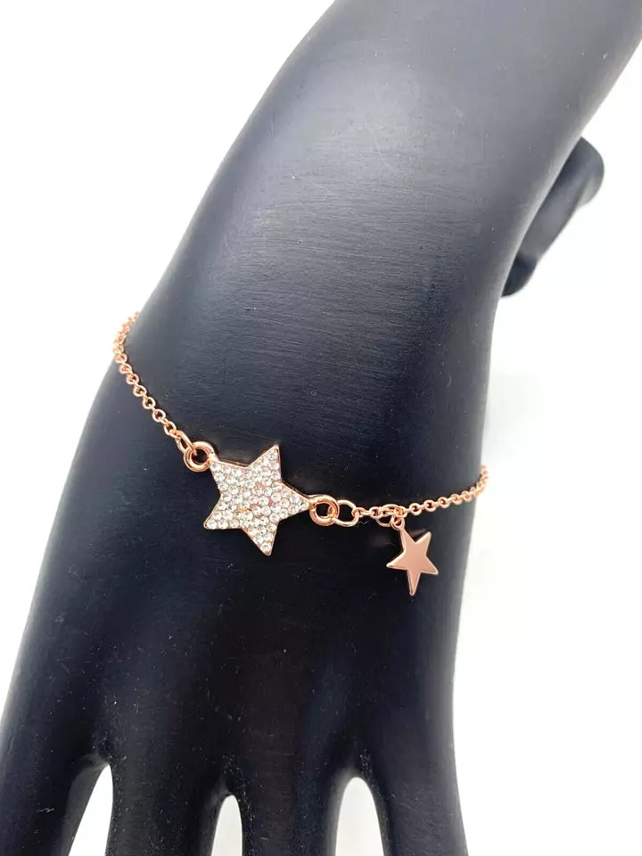 Bracciale in Metallo da Donna con Cuore Stella in provetta di Vetro regolabile