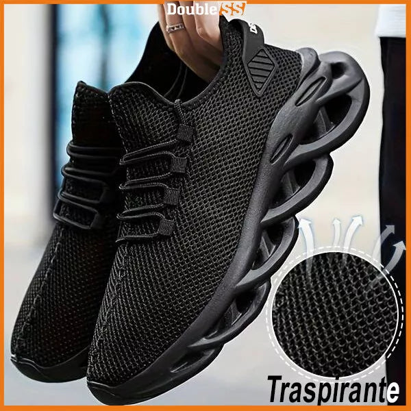 Scarpe da Uomo Sportive Nere Sneakers Comode Stringate Ginnastica Eleganti alte