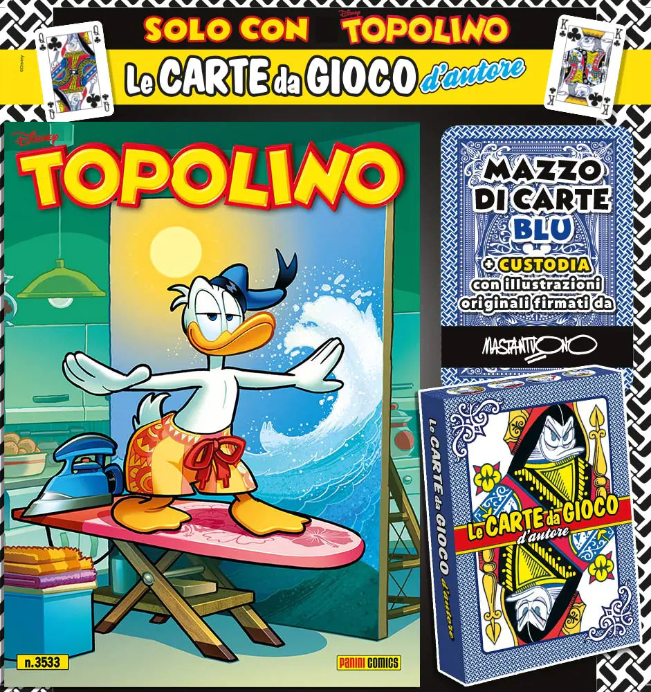 Set 2x Mazzo di carte Blisterato + Fumetti TOPOLINO 3532 + 3533 Sigillato da Edicola
