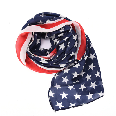 Foulard Bandiera USA Americana Donna Sciarpa 142x48 cm Stati Uniti Stars America