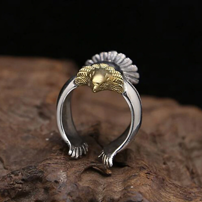 Anello di Can Yaman regolabile AQUILA Ali Uomo Silver con testa Gold DayDreams