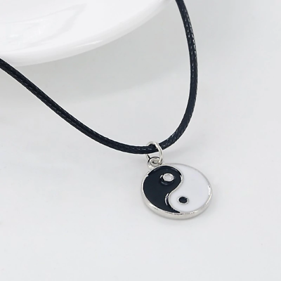 Collana con pendente Ciondolo simbolo Yin Yang cordino per Donna da Uomo Ying