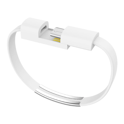 Braccialetto cavo micro USB Bianco per ricaricare Smartphone ovunque bracciale