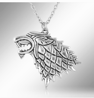 Collana con pendente Ciondolo LUPO Silver UOMO Stark Trono di Spade Jon Snow