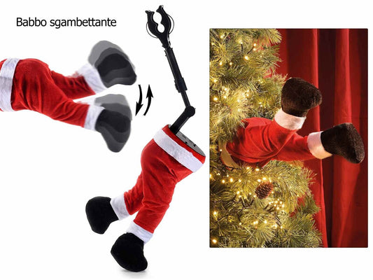 Gambe di Babbo Natale decorazioni per albero natalizie casa vintage feste rosso