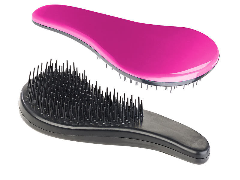 Set 2 spazzola sciogli nodi per capelli Brush Nero e Rosa districante pettina